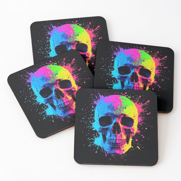 Item preview, Neon Skull Explosion - Colorful Splatter Art Print designed and sold by MdfkSyndicate.