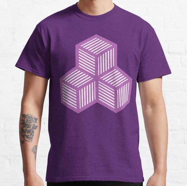 Geometric Pattern: Cube Stripe: Purple Classic T-Shirt