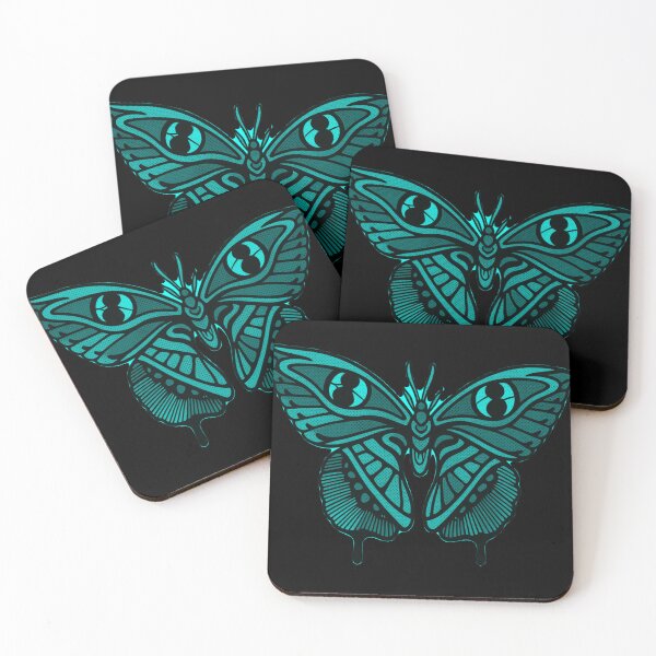 Item preview, Neo Traditional Tattoo Turquoise Darkwork Moth designed and sold by Ideniquo.
