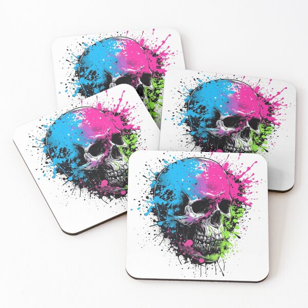Item preview, Skull Splash - Neon Grunge Paint Art Print designed and sold by MdfkSyndicate.
