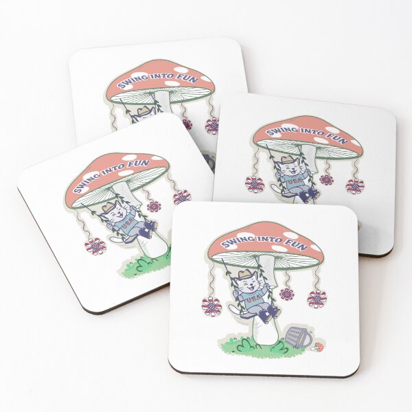 Item preview, USA Mushroom Swing Cat designed and sold by catnbloom.