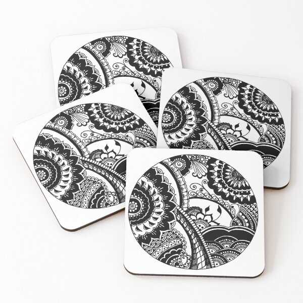 Item preview, Circle Mehndi Hand Drawn Black and White Design designed and sold by Mimsartprojects.