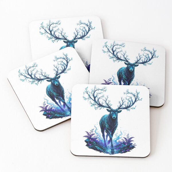 Item preview, Mystic Forest Stag – Glowing Bioluminescent Deer Dark Fantasy Art designed and sold by CozyAnimalArt.