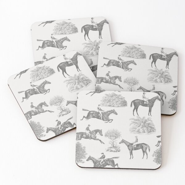 Item preview, Horse Racing Vintage Chic Monochromatic Toile Pattern - Grey  designed and sold by CanisArtStudio.