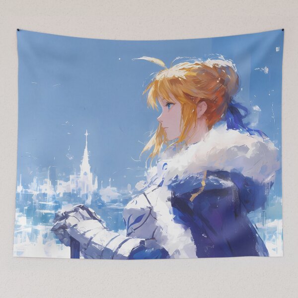 Item preview, Saber Fate Stay Night Winter Knight In Blue Cloak designed and sold by bystudiolereve.