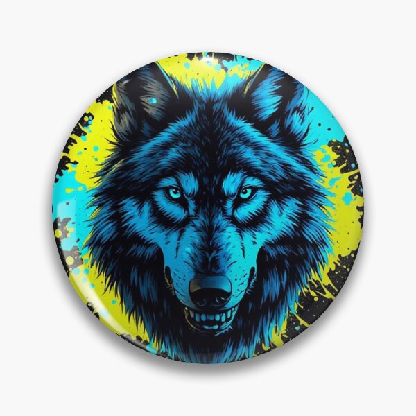 Item preview, Alpha Wolf - Neon Blue Splatter Dark Art Print designed and sold by MdfkSyndicate.