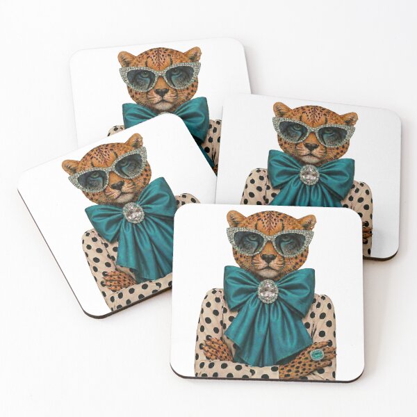 Item preview, Patina Blue Bow Leopard | Glam Polka Dot Fashion Animal | High Fashion Editorial Design designed and sold by TheBeesForYou.