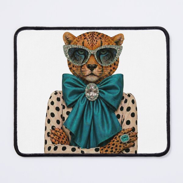 Item preview, Patina Blue Bow Leopard | Glam Polka Dot Fashion Animal | High Fashion Editorial Design designed and sold by TheBeesForYou.