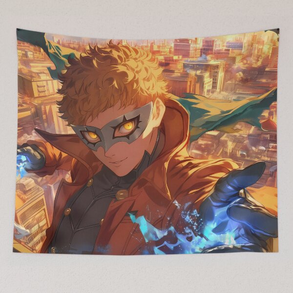Item preview, Ryuji Sakamoto Persona 5 Cityscape Rush Blue Energy Action Pose designed and sold by bystudiolereve.