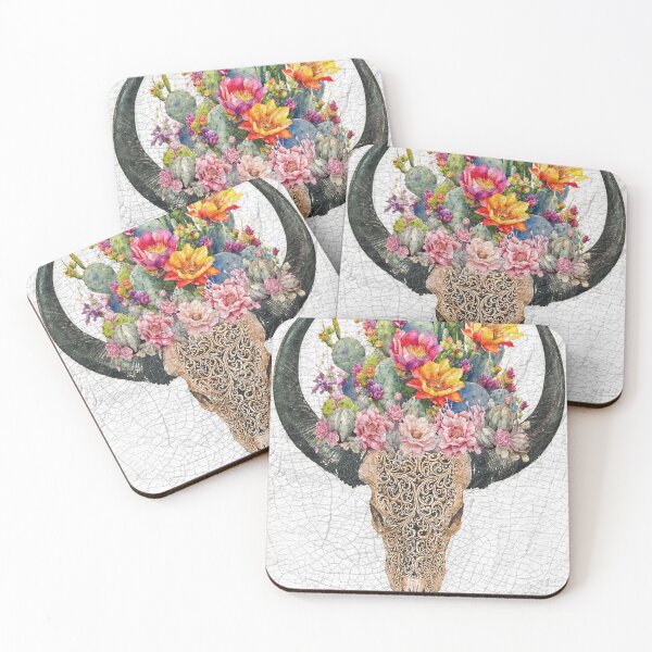 Item preview, Cactus Flower Longhorn Skull designed and sold by Nuttshaw Studios.