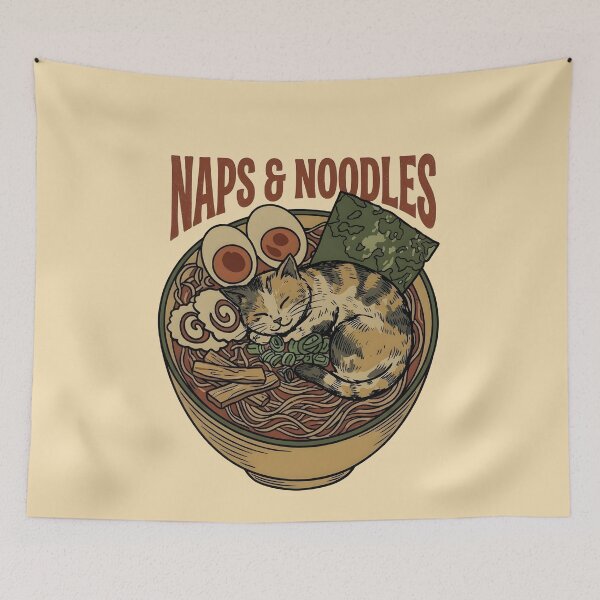 Item preview, Sleeping Cat Ramen Bowl - Naps & Noodles Japanese  designed and sold by LuloCreative.