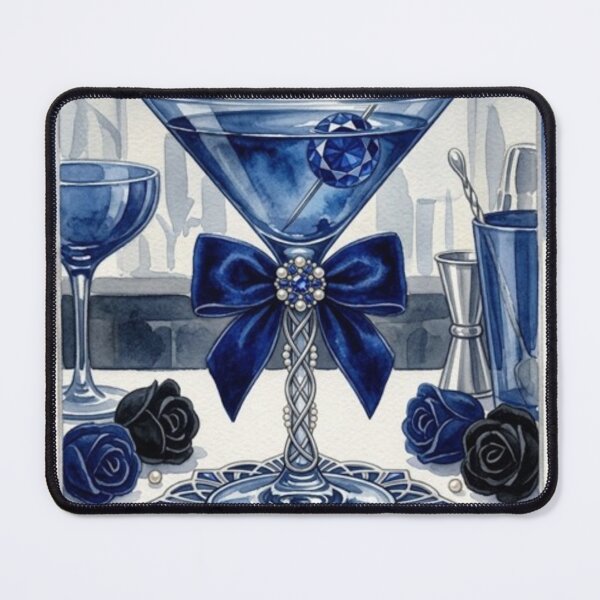Item preview, Midnight Sapphire Martini Royal Blue Cocktail Glamour Sapphire & Roses Cocktail Illustration designed and sold by Marketflowcreation .