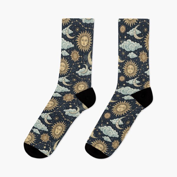 Aperçu de l'œuvre Motif céleste vintage soleil et lune – Ciel nocturne des constellations astrologiques bohèmes créée et vendue par Patterns & Love .