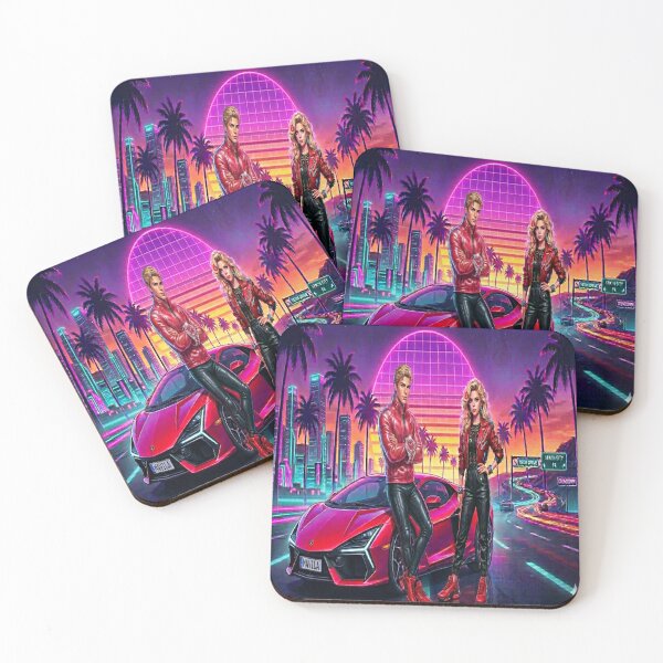 Item preview, Mavila Outrun Neon Warrior and Red Lamborghini designed and sold by JMAVILA ART.