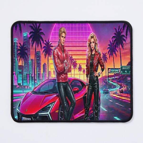 Item preview, Mavila Outrun Neon Warrior and Red Lamborghini designed and sold by JMAVILA ART.