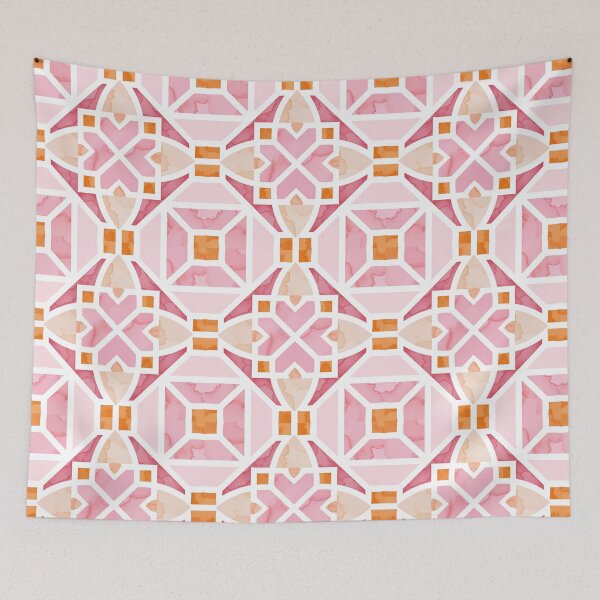 Item preview, Pastel Pink Damask Watercolor Geometric Pattern designed and sold by ScorpioSunStudio.
