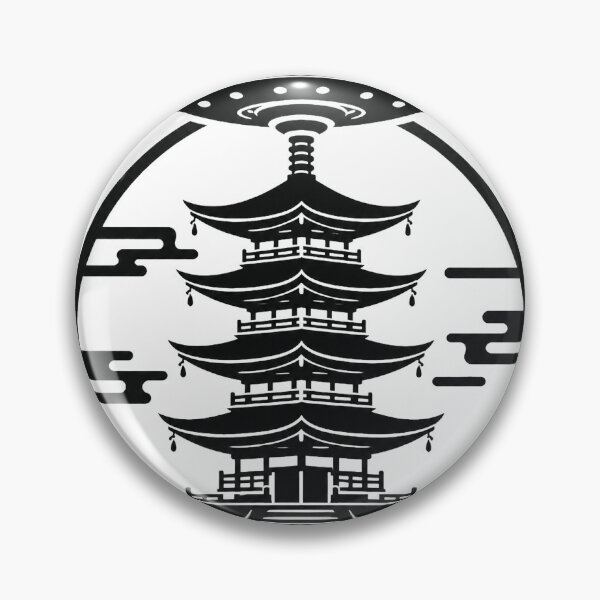 Item preview, Ancient Contact Pagoda – Japanese UFO Monogram Design designed and sold by Handcan.