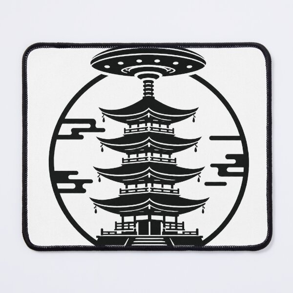 Item preview, Ancient Contact Pagoda – Japanese UFO Monogram Design designed and sold by Handcan.