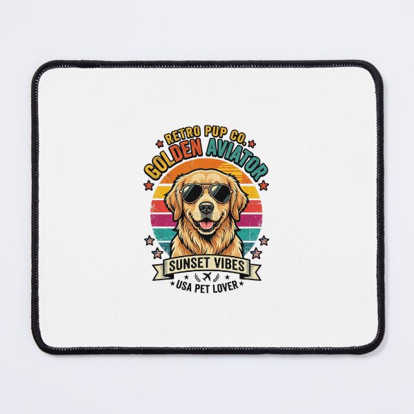 Item preview, Retro Golden Retriever Aviator Sunset Vibes designed and sold by UrbanVoid Studio.
