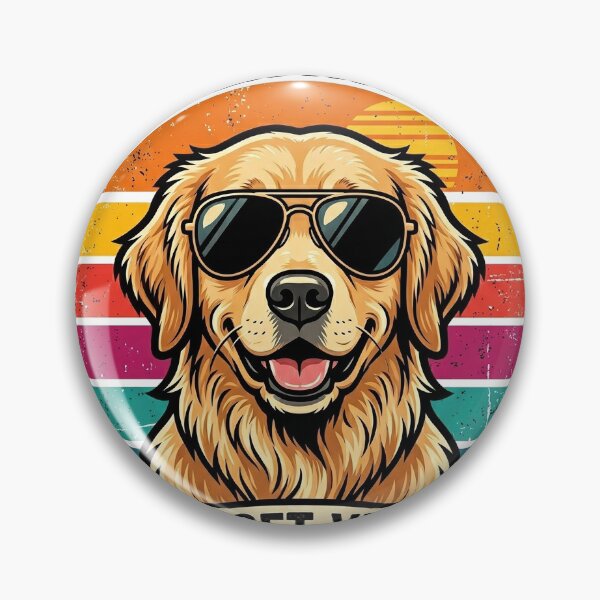 Item preview, Retro Golden Retriever Aviator Sunset Vibes designed and sold by UrbanVoid Studio.