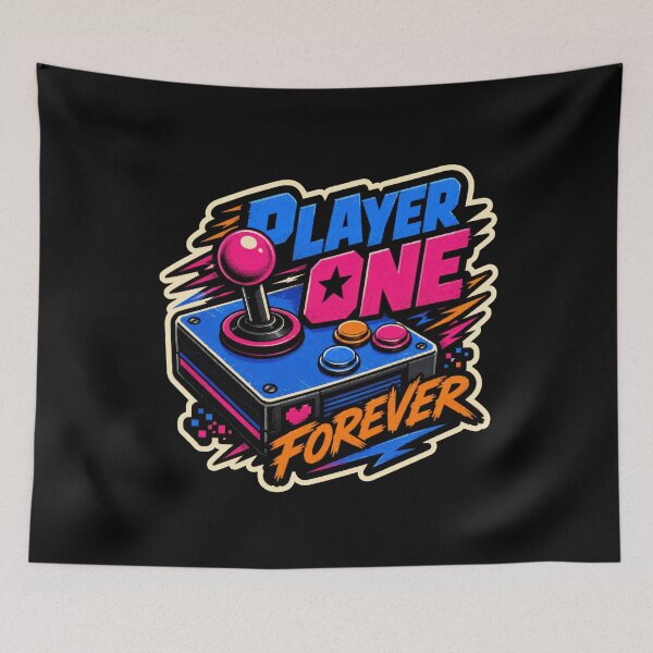 Item preview, Player One Forever Retro Arcade Gaming Design  designed and sold by Sketchlegacy.
