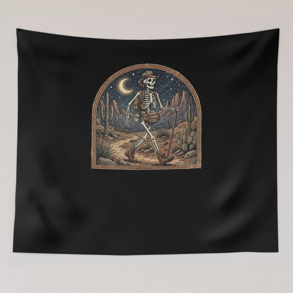Item preview, Skeleton Hiker Desert Night Moon Cactus Wanderer designed and sold by snowry.