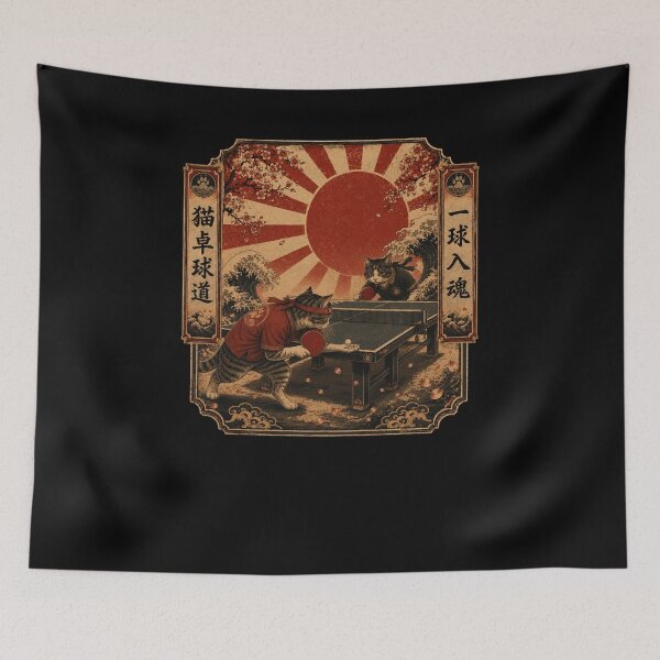 Item preview, Neko Takkyu-do Cats Ping Pong Ukiyo-e Art designed and sold by snowry.