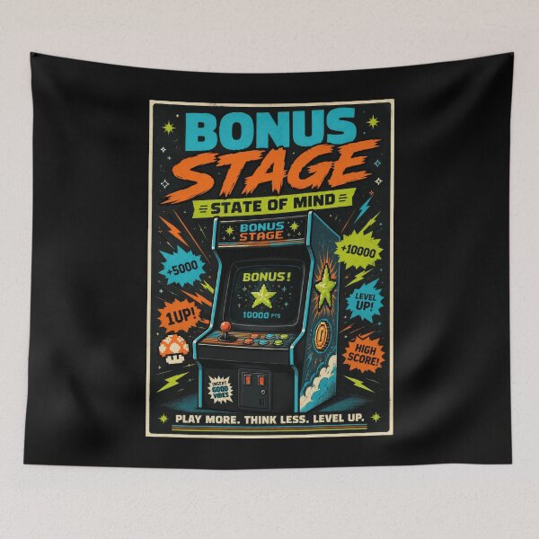 Item preview, Bonus Stage State of Mind Retro Arcade Poster  designed and sold by Sketchlegacy.