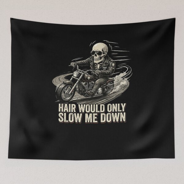 Item preview, Hair Would Only Slow Me Down Skeleton Biker Rider designed and sold by snowry.