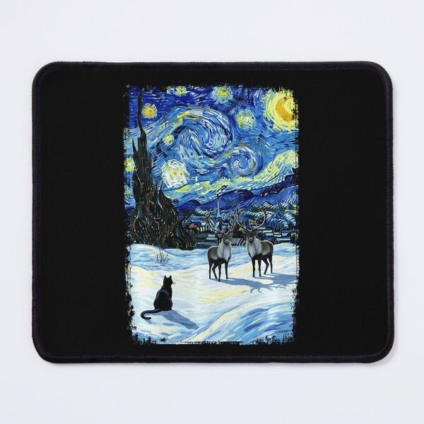 Item preview, Van Gogh Starry Night Winter Christmas Reindeer Cat designed and sold by Littermin.