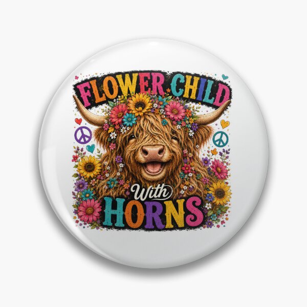 Item preview, Flower Child With Horns Highland Cow Hippie Design designed and sold by HippyRikky.