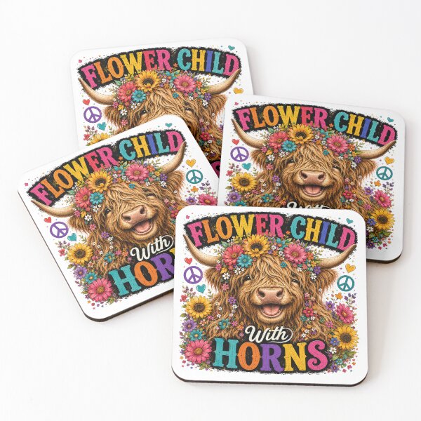 Item preview, Flower Child With Horns Highland Cow Hippie Design designed and sold by HippyRikky.