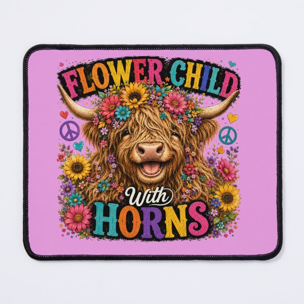 Item preview, Flower Child With Horns Highland Cow Hippie Design designed and sold by HippyRikky.