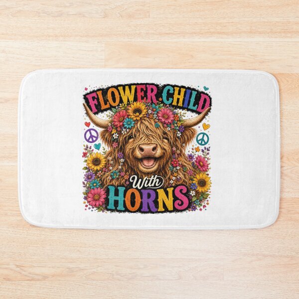 Item preview, Flower Child With Horns Highland Cow Hippie Design designed and sold by HippyRikky.