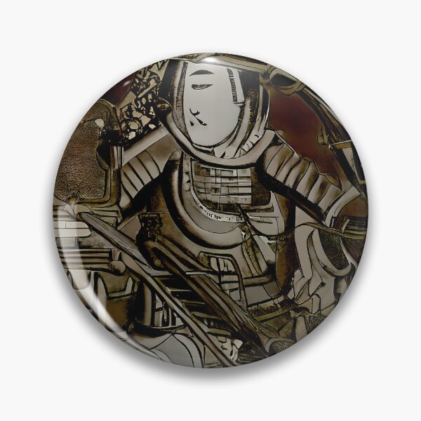 Artikelvorschau, Dark Noh Mask Samurai Armor Crossed Blades Biomechanical Surreal Abstract Art entworfen und verkauft von YugenWorkshop.