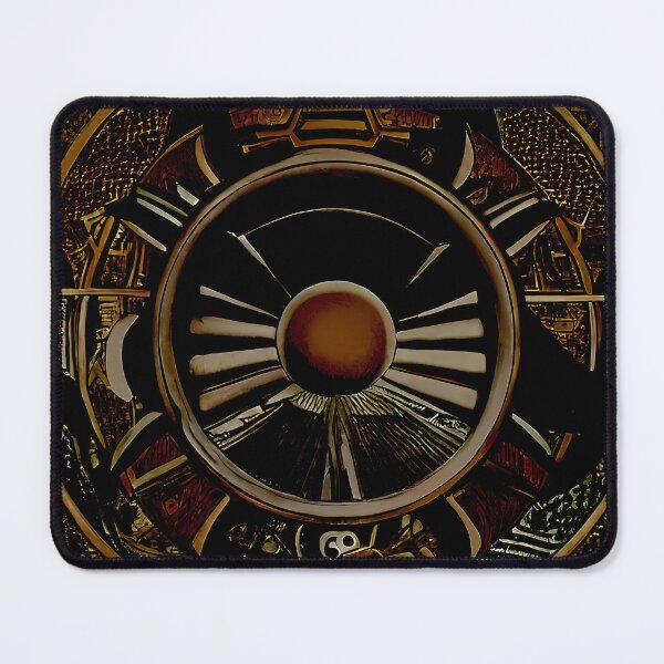 Item preview, Dark Black Gold Propeller Amber Core Ring Engraved Surreal Abstract Art designed and sold by YugenWorkshop.