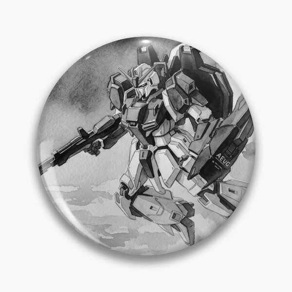 Item preview, BLACK WHITE watercolour illustration ZETA Gundam Z Full Artwork traditional art designed and sold by sabartgunpla.