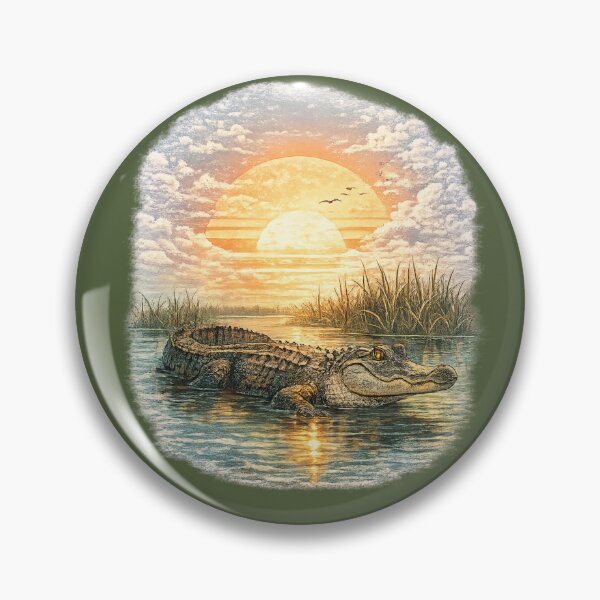 Item preview, Iconic Florida alligator resting in Everglades water designed and sold by piketo.