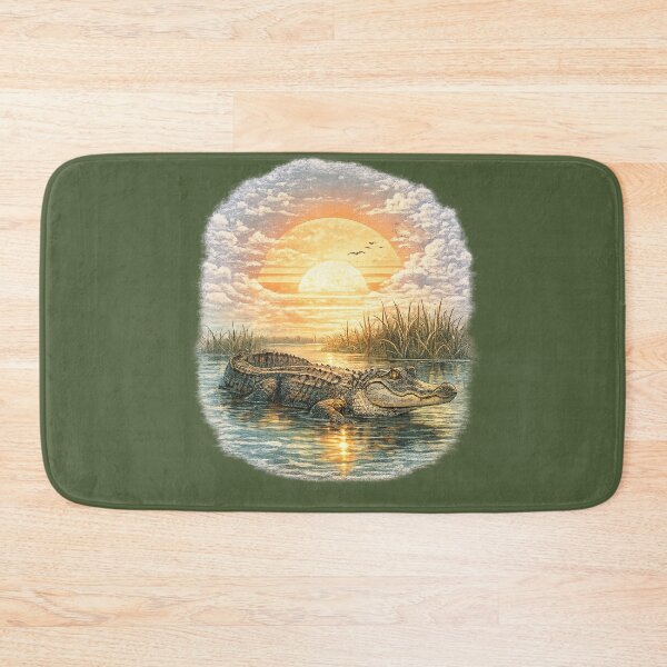 Item preview, Iconic Florida alligator resting in Everglades water designed and sold by piketo.