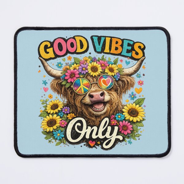Item preview, Good Vibes Only Highland Cow Hippie Flower Design designed and sold by HippyRikky.