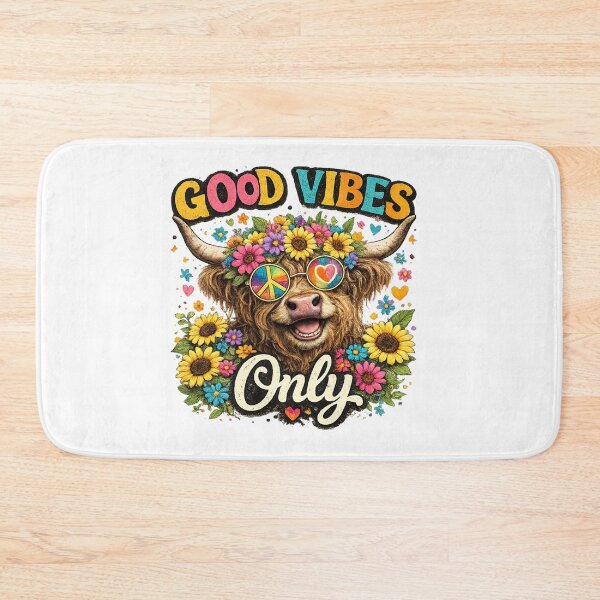 Item preview, Good Vibes Only Highland Cow Hippie Flower Design designed and sold by HippyRikky.