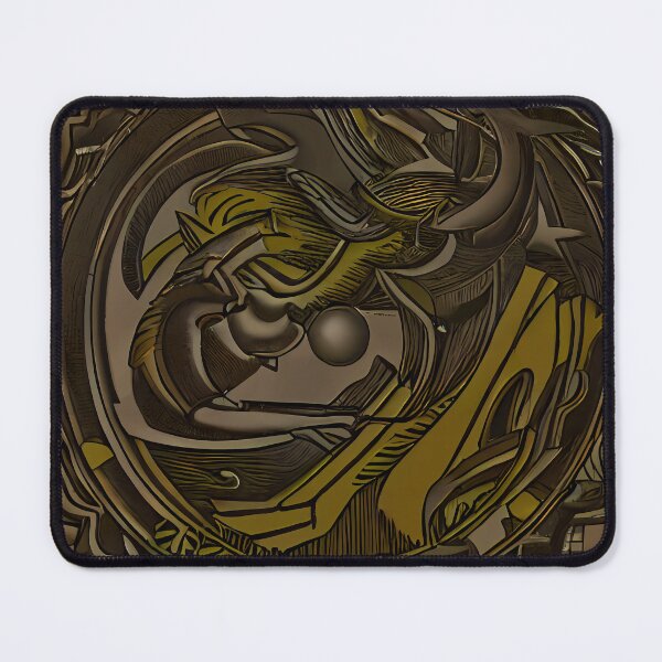 Item preview, Dark Yellow Feather Swirl Twin Orb Embrace Wave Border Surreal Abstract Art designed and sold by YugenWorkshop.