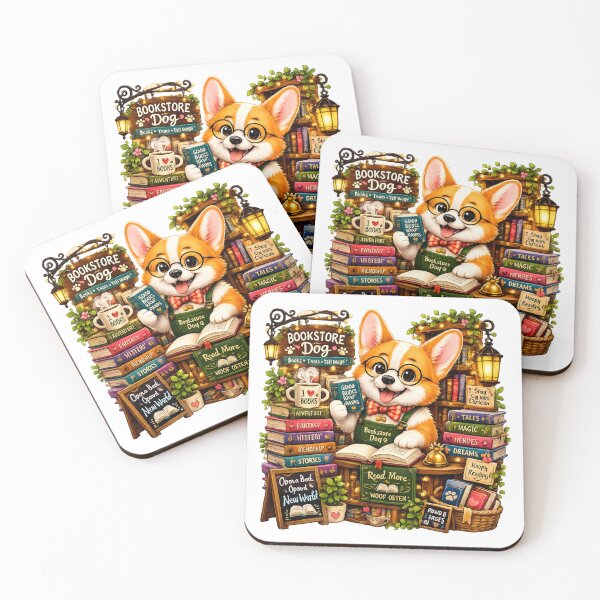 Item preview, Bookworm Corgi Reading in a Cozy Bookshop | Reader Gift designed and sold by MrDev.