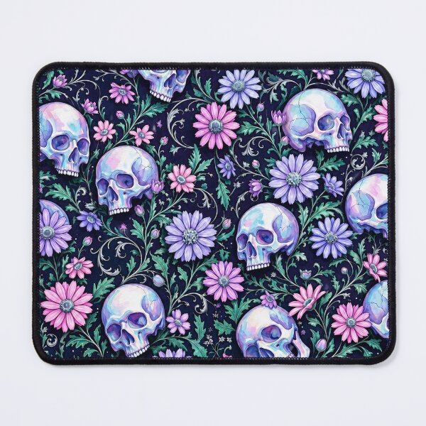 Item preview, Pastel Goth Skulls and Daisies Floral Print designed and sold by BeJolley.