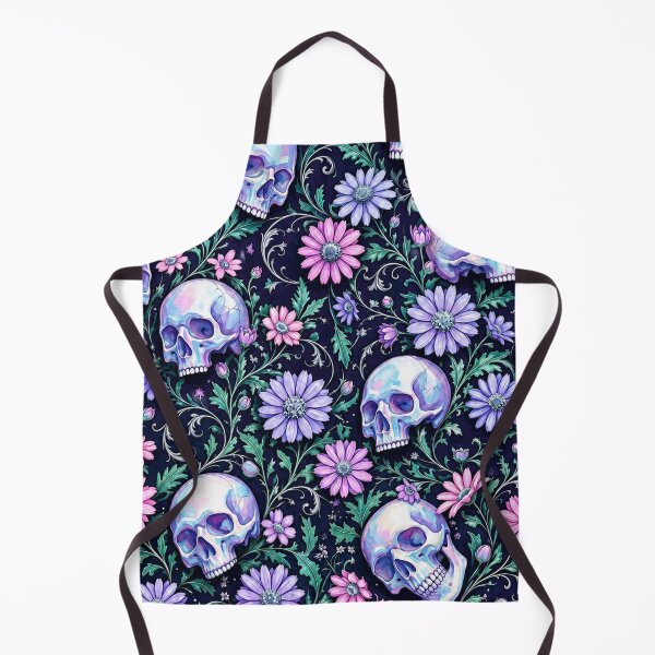 Item preview, Pastel Goth Skulls and Daisies Floral Print designed and sold by BeJolley.