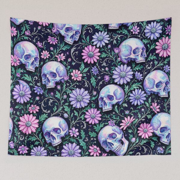 Item preview, Pastel Goth Skulls and Daisies Floral Print designed and sold by BeJolley.