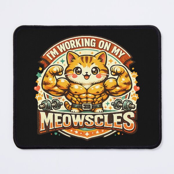Item preview, Im Working On My Meowscles Cat, Fitness Humor, Funny Workout designed and sold by graphic-genie.