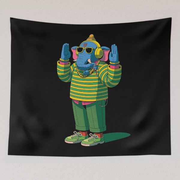 Item preview, Ganesha Streetwear Striped Sweater Headphones Pop Art designed and sold by PANNARUK THAILAND.