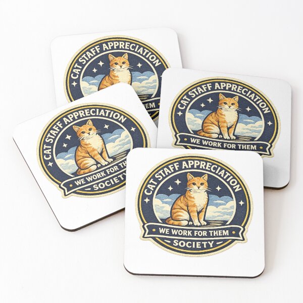 Item preview, Cat Staff Appreciation Society Sticker | Funny Cat Lover Badge | We Work For Them Design | Cat Parent Gift designed and sold by MrDev.