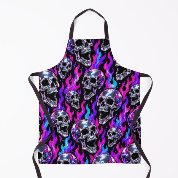 Item preview, Punk Chrome Skulls and Neon Flames Pattern designed and sold by BeJolley.